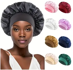 Women's Shower Cap Set Stretchable Reusable Bath Cap Double Layer Waterproof Solid Color Hair Protection Bath Cap for Daily Use