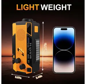 NOAA Emergency Weather Radio A1 4000mAh Portable Power Bank, AM/FM, USB/Solar/Hand Crank Charging, Battery Operated, SOS Alarm & Flashlight for Indoor/Outdoor Emergency - Orange Player