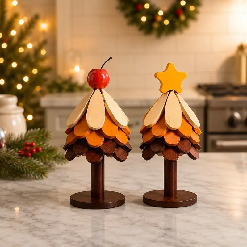 trivet cooking,Wooden Christmas Tree Trivet, Holiday Table Heat Mat, Cute Christmas Kitchen Decor for Hot Pots, Coffee Cups & Dining Table