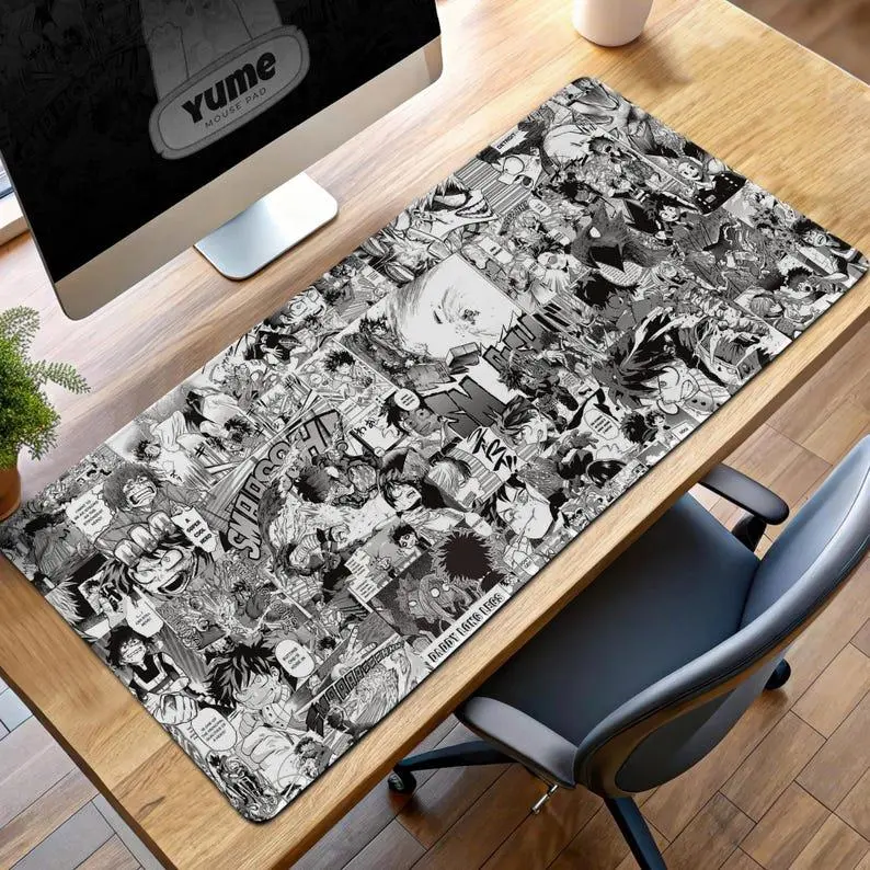 My Hero Academia Manga Mouse Pad: Deku & Bakugo Anime Desk Mat, Desk Mat, PC Accessories.