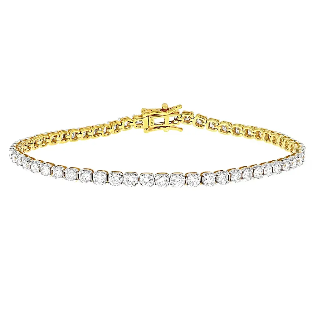 JTV White Lab-Grown Diamond H SI 14K Yellow Gold Over Sterling Silver Tennis Bracelet 5.00ctw