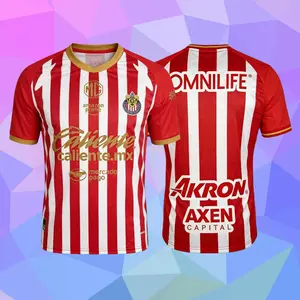 26 27 New Chivas de Guadalajara Mexico LIGAMX Home Red And White Short Sleeve Soccer Jersey Fans Version Breathable