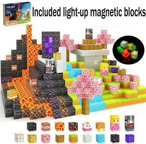 Magnetic Blocks Building-200Pcs Blocks Light Up Magnet Cubes, STEM Montessori Educational Stacking Magnet Toy for Boys Girls  for Kids Ages 4-8 Christmas Birthday Gifts