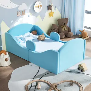 Toddler Bed, Certified Toddler Floor Bed with Removable Safety Rails, Standard Crib Size Ultra Soft Upholstered Kids Transition Bed for Girl Boy,Soft Padded, Low Profile Height, Foam Wrapped Frame,Reinforced Slats, Independent Sleep