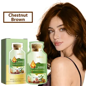 Chestnut Brown Bubble Hair Dye Shampoo, Natural Plant Extract, Semi-Permanent Gray Coverage, Ammonia-Free, Travel-Friendly Foam Hair Color (30ML/10 Packs/Box)