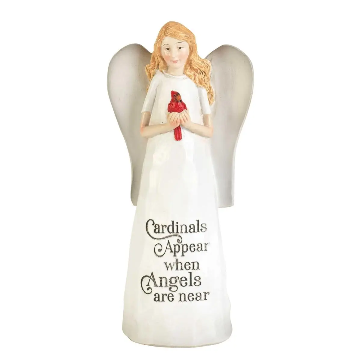 212 MAIN 6 in. Resin Angel Figurine - Cardinals Appear Design, Engraved Message, Bereavement Gift, Home Decoration