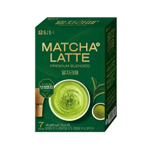 Damtuh Matcha Latte 20g x 7 Sticks – Ceremonial Grade Creamy Korean Matcha Latte Powder Mix, Instant Green Tea Drink for Smooth Café-Style Sweetened without sugar