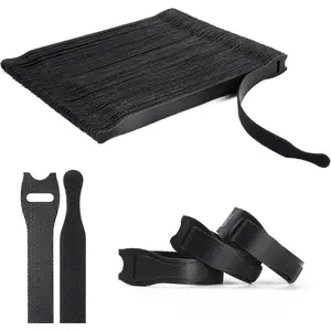 110 count   Ties, Adjustable 8-inch Cord Organizer Ties, Multi-purpose Hook Loop  Management Wire Ties for Organizing Home, Office, Data Centers, Black