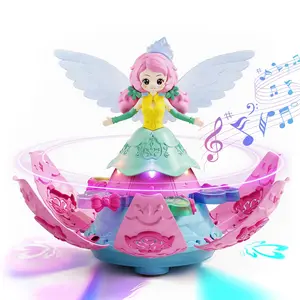 Dreamy Dancing Princess Toy, Automatic Flower Rotation, Colorful Lights Music, Omnidirectional Obstacle Avoidance, Girl's Educational Toy, Musical Light Up, Sensory