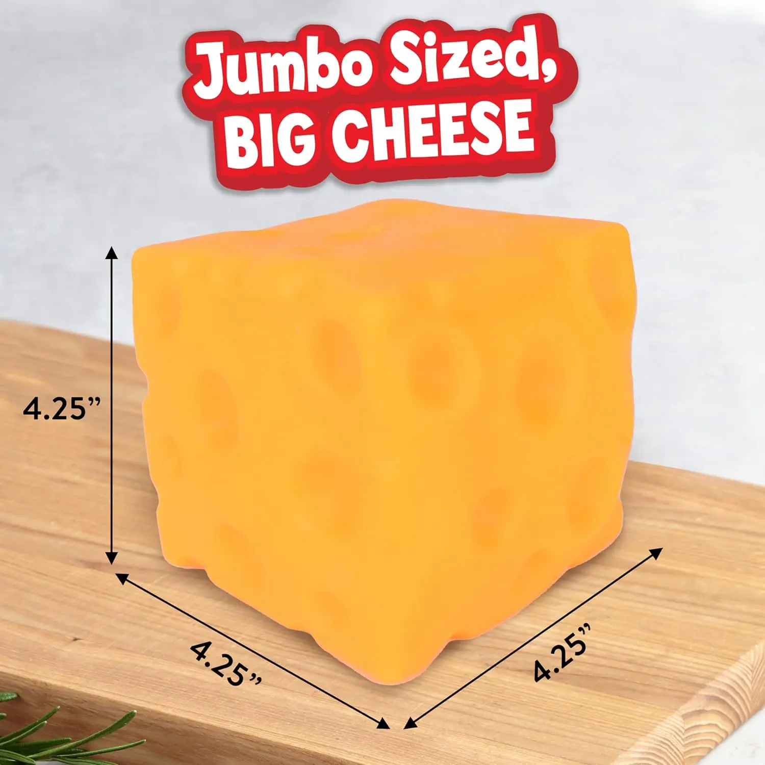 New 2026 Extra-Large Squeezable Cheese Block (4.26 inches) - A yellow, moldable stress-relief toy designed for squeezing; ideal for leisure, relaxation, and holiday gifting.
