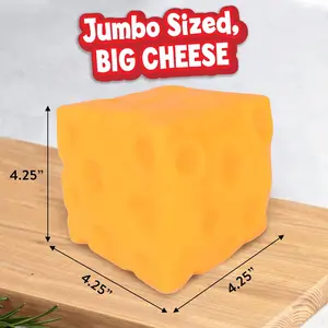 New 2026 Extra-Large Squeezable Cheese Block (4.26 inches) - A yellow, moldable stress-relief toy designed for squeezing; ideal for leisure, relaxation, and holiday gifting.