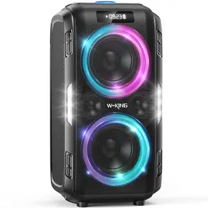 W-KING 270W PEAK Party Large Bluetooth Speaker Loudest Boom Box 12 Custom Bass Massive 125dB 6.5''x2 Subwoofer Deepest Bass Big Portable Speaker Wireless IPX5 MIC>R in USB TF AUX Removable Battery Audio Smartphone