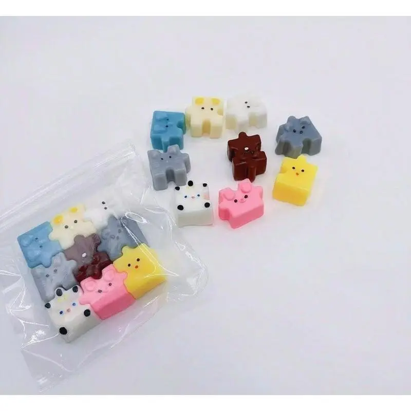 Puzzle Piece Squishy Blocks - Unisex TPR Phthalate-Free Classic Novelty Stress Relief Toy for Build & Squish, Peachy Puff