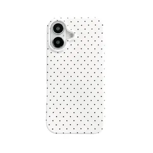 Aesthetic Polka Dot Retro Phone Case for iPhone 16 6.1",Vintage Trendy Unique Simple Pattern Design Elegant Chic Pretty Stylish Protective Girls Women Cases for i16 White