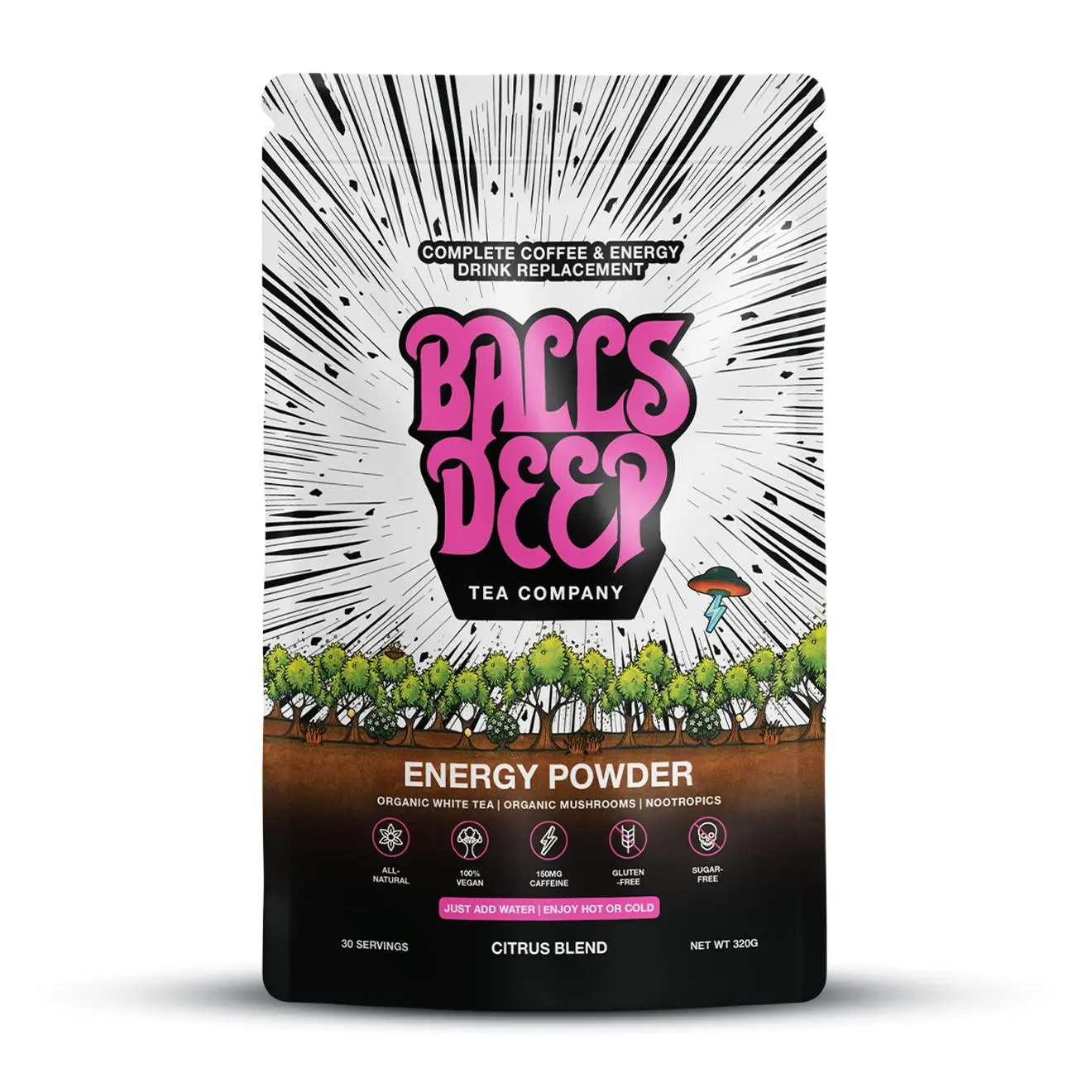 10-in-1 Mushroom Tea Blend | Supercharge Your Energy & Productivity | Organic White Tea + Mushroom Extracts (5:1) + Nootropics + Amino Acids | Professionally Formulated & 3rd Party Tested | Organic Citrus Flavor | Zero Sugar | Big Attitude