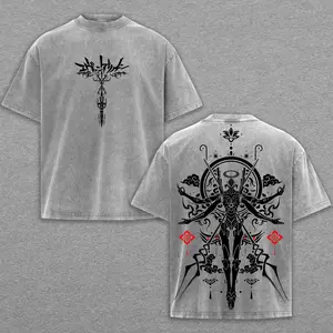 Evangelion Unit-01 Vintage Washed T-Shirt, Mecha Anime Graphic Tee. EVA-01 Fan Apparel, Mecha Deity Inspired Premium Heavyweight T-Shirt Featuring Asura Arms & Abstract Halo Design.