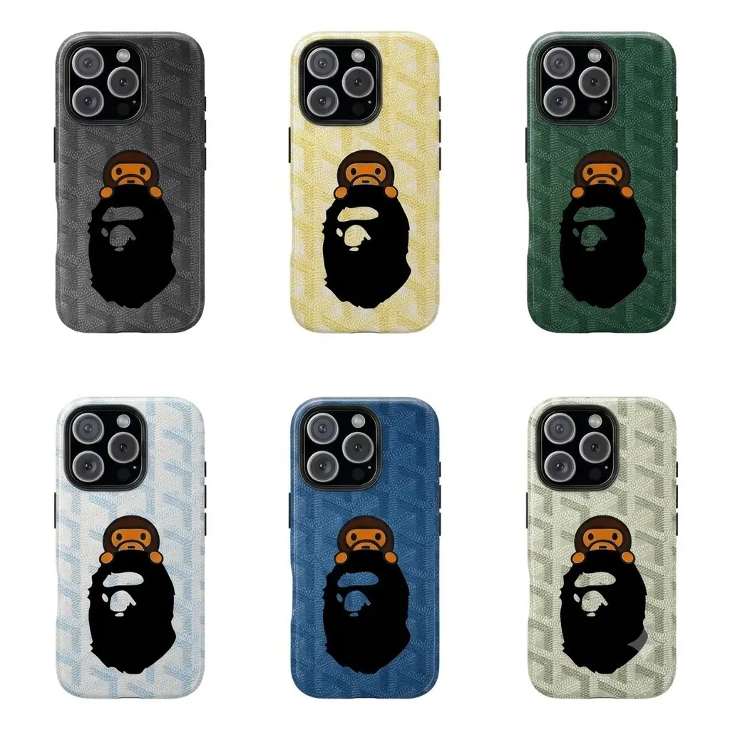 BAPE Protective Y-Pattern Phone Cover Casing - Symmetrical Geometry Design Mobile Accessory for iPhone 17,16,15,14,13,12,11,X,XS,XSMAX,XR,8,7
