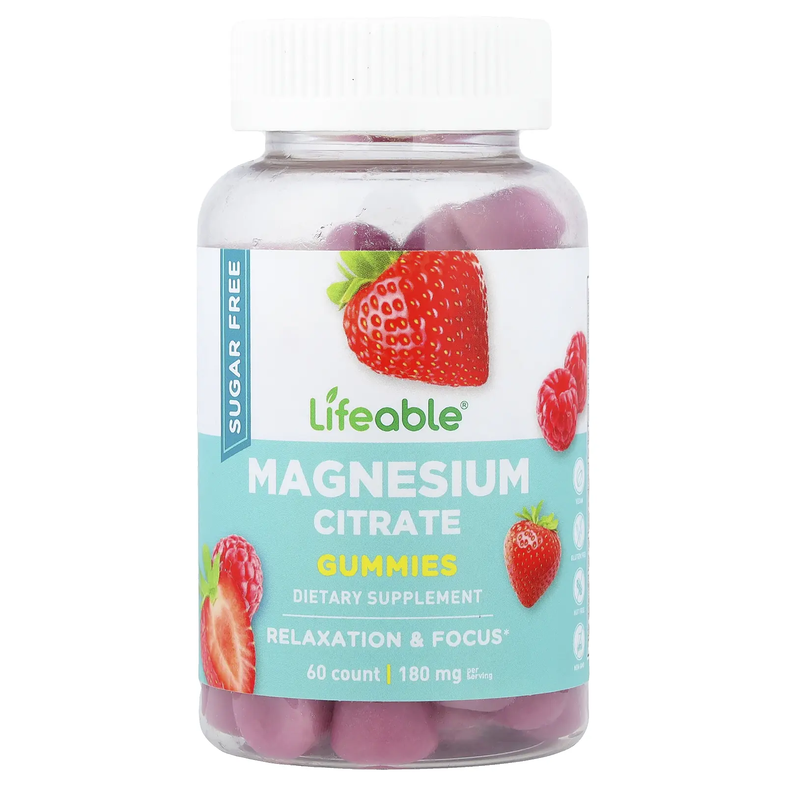 Lifeable Magnesium Citrate Gummies, Berry, 60 Gummies (90 mg per Gummy)