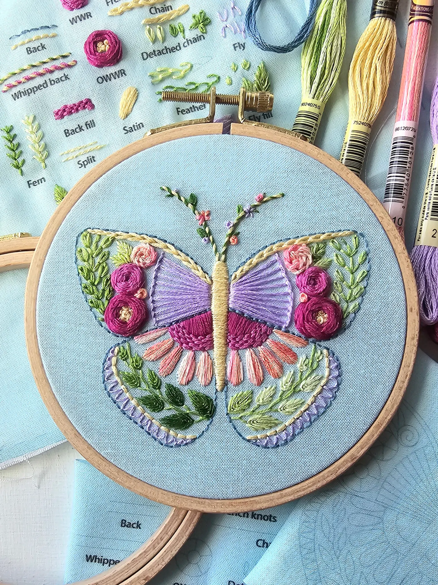 5" Beginner Butterfly Sampler Embroidery Kit