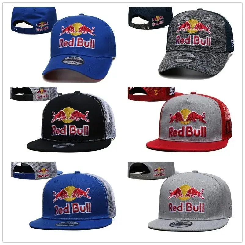 New F1 Red Bull Racing Hat RedBull Breathable Mesh Hat Embroidered Hip-Hop Sports Sun Visor Trendy Flat Brim Hat trucker cap baseball cap snapback cap for men