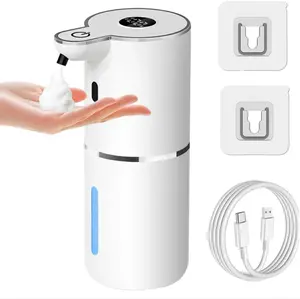 Automatic Soap Dispenser, 12.8oz Touchless Foaming Soap Dispenser, USB Rechargeable, 6 Adjustable Levels, IPX5 Waterproof, Wall Mounted, Smart Soap Dispenser for Home Kitchen Bathroom