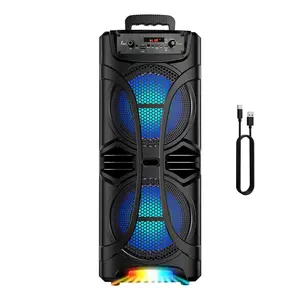 Bluetooth Speaker, Outdoor Speakers Bluetooth Wireless, TWS Portable Party Speakers with  Dual 8 Inch Subwoofer, Deep Bass, LED Colorful Lights, Loud Stereo Sound Boombox for Home, Camping, Travel