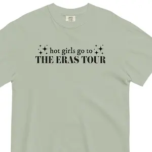 Hot Girls Go to the Eras Tour T Shirt Comfort Colors Crewneck Gift for Fans Glittery Cotton