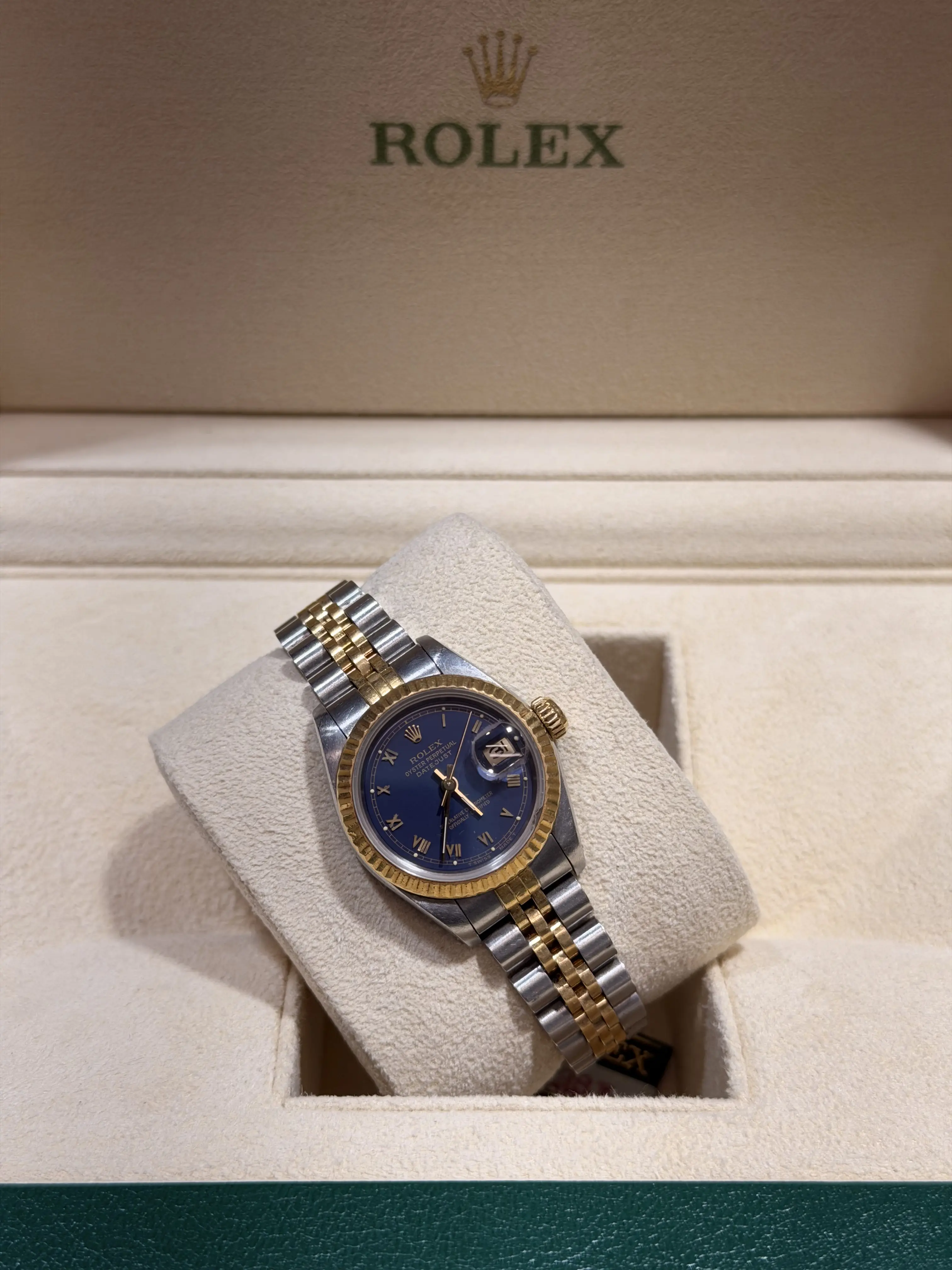 Rolex Datejust 26 mm Blue Roman Numeral Dial Jubilee Bracelet Two Tone Watch