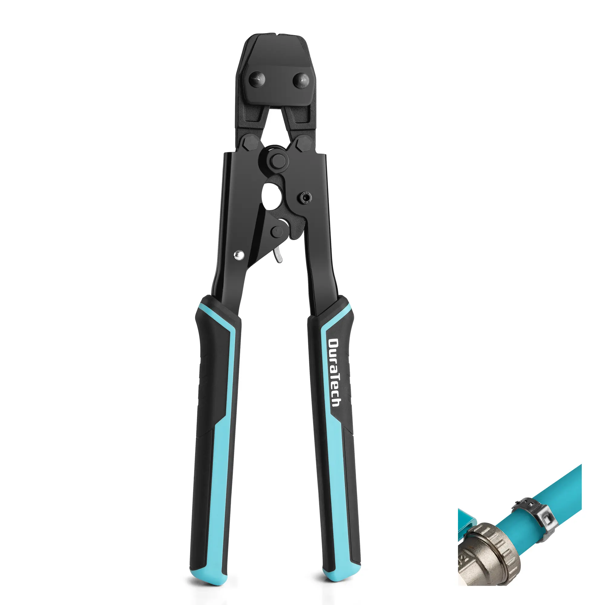 #fathersdaygift DURATECH Ratchet PEX Crimping Tool, PEX Cinch Tool for Fastening Stainless Clamps from 3/8-in to 1-in, Fits ASTM F2098 Clamps and 10mm Max Width Single Ear Clamps