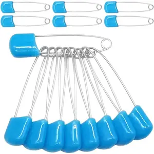 50 pcs 2.2" Plastic Head Safety Pin Nappy Cloth Diaper Safety Pins with Safe Locking Closures (Blue)