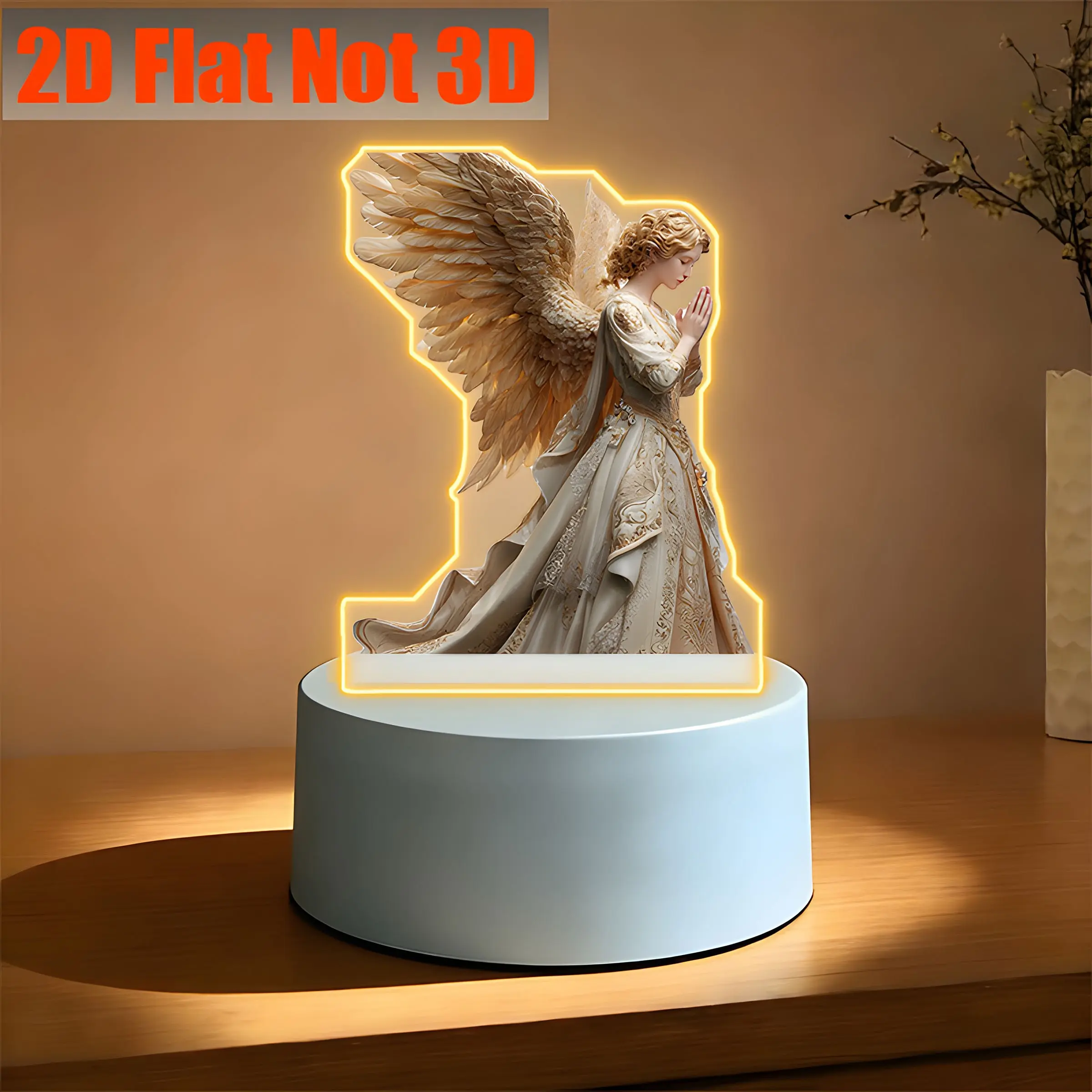 Golden Angel Night Light, USB LED Acrylic Small Night Lamp, Ideal for Holiday Decor, Home Bedroom, Birthday, Wedding Gifts