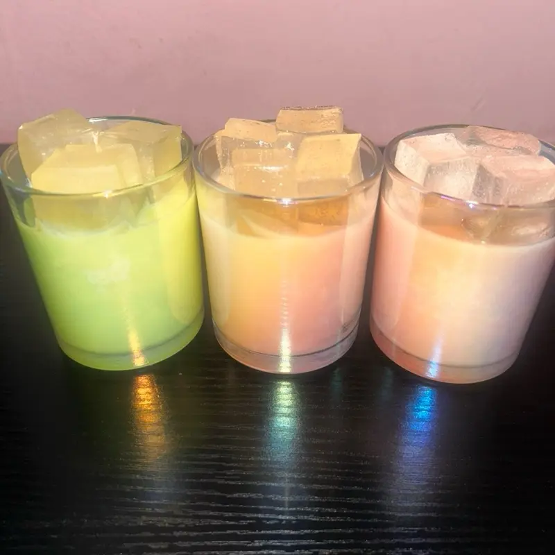 Iced Matcha Scented Candle 8 oz. Handmade Iced Crema De Matcha Candle with Ice Cube Design with eco friendly Wicks Coconut Wax