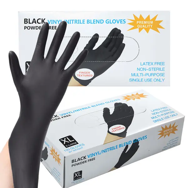 100 Count Black Disposable Nitrile Gloves, Powder-Free & Latex-Free Non-Sterile Gloves, Food Safe for Cooking, Food Preparation & Daily Household Use