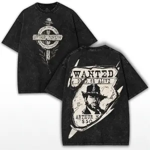 valentine shirts Arthur Morgan Wanted Poster Tee – Red Dead Redemption Vintage Oversized Washed Shirt | Outlaw Style Collector Graphic Tee