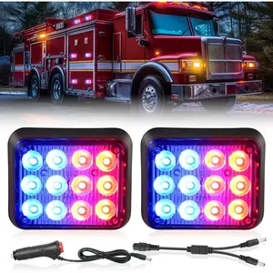 Nilight 2PCS 12LED Magnetic Wireless Trailer LED Tailgate Lights - Rechargeable Portable ABS Plastic Units with Magnetic Base, Flashing Modes, Low Speed Strobe Warning Beacon for Trucks, Plow Trucks