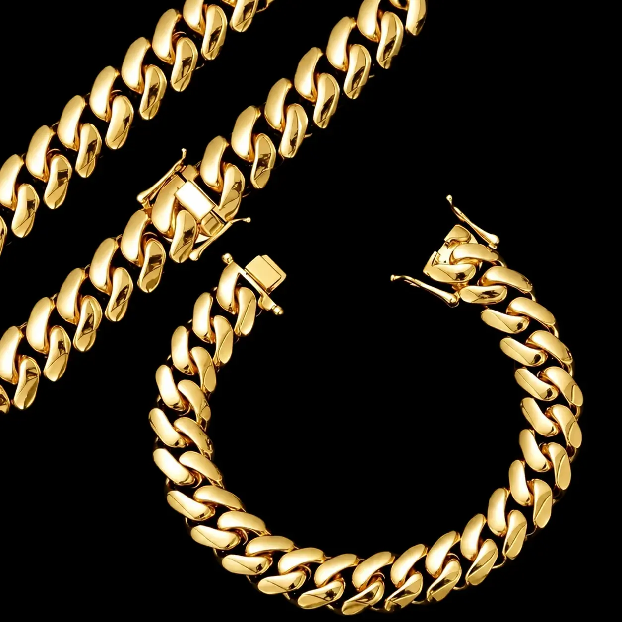 Men's 14K Gold Plated Heavyweight Cuban Link Bracelet Solid Stainless Steel Heavy Chain, Fade-Resistant Hypoallergenic Hip Hop Look Wrist Jewelry, 6-22MM, Secure Double-Lock Clasp for Everyday Wear, Solid Steel