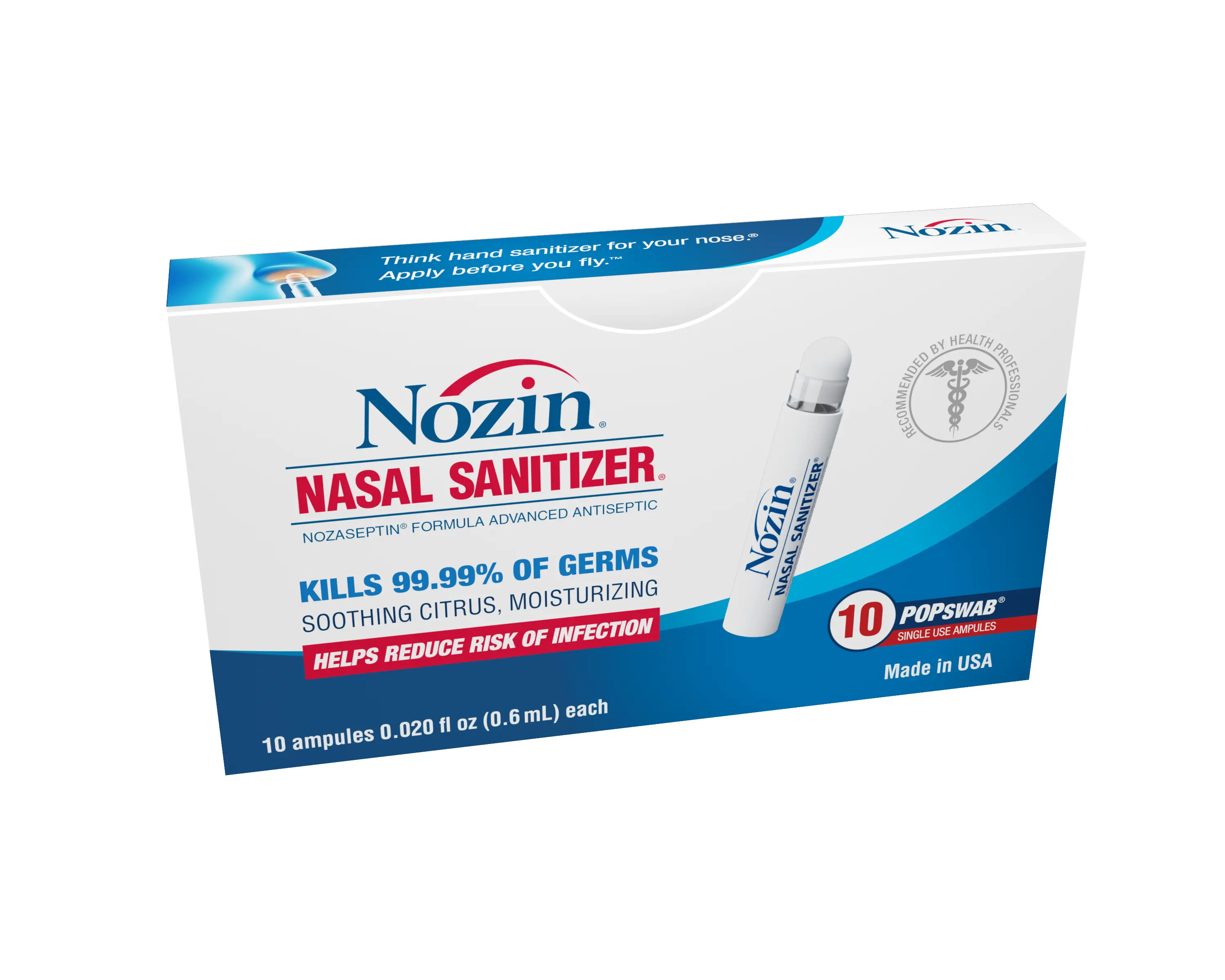 Nasal Sanitizer Antiseptic Popswab Ampules 10ct Pack