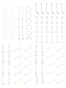 Transparent Nose Studs & Rings Set (18/20/24/32 Pieces), Nose Piercings Kit, Suitable for Workwear, Plastic Piercing Fixator, Surgical Use, Lip Rings, Ear Rings, Body Jewelry