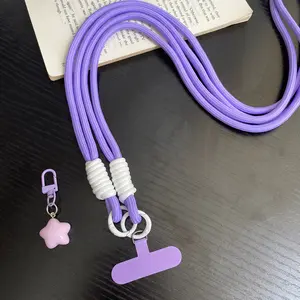 1pc Star Pendant Double Strand Body Mobile Phone Lanyard Double Strand Braided Rope Strong Anti-Break Ins Anti-Lost Anti-Theft Mobile Phone Case Lanyard with Matching Pad