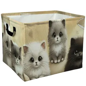 Cute Kittens Patter Storage Baskets Storage Boxes Home Decor Storage Clothes Organization And Storage Home Decor Storage Holiday Gifts，Organizer For Toys， Books， Laundry Baskets