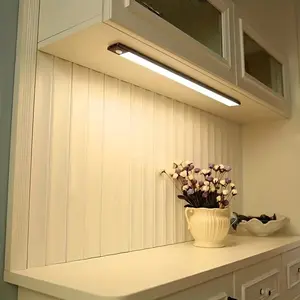 LED Ultra-Thin Motion Sensor Light, Three-Color Dimmable Under-Cabinet Lamp, Magnetic USB Rechargeable Night Light for Closet, Bookshelf, Stairs