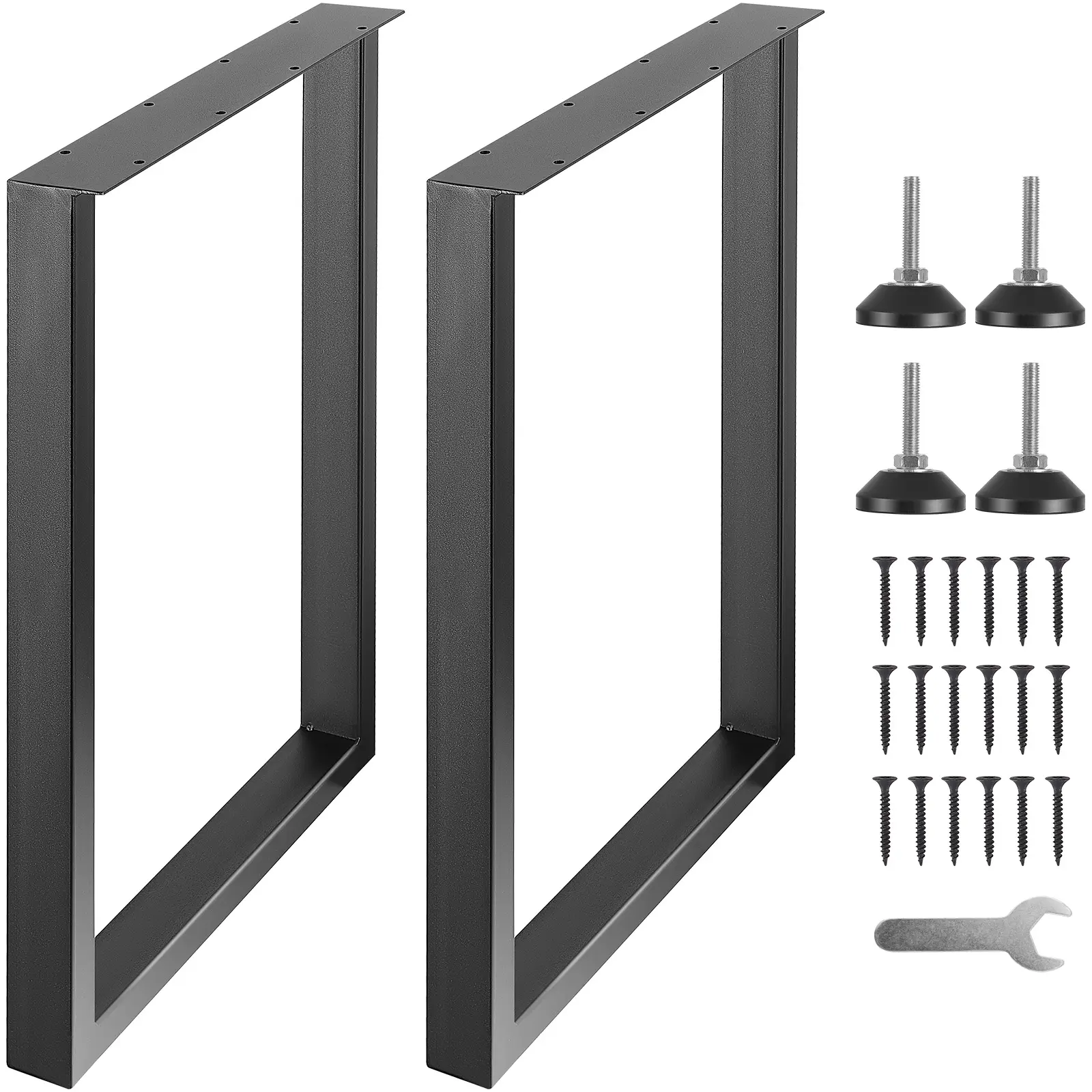 【Summerfinds】VEVOR 28 Inch Adjustable Furniture Legs Square Reinforced Steel Office Table legs Set of 2 for DIYMax Load 1000 lbs Heavy Duty Desk LegsQuick Instalation & Rich Accessories Legs Black
