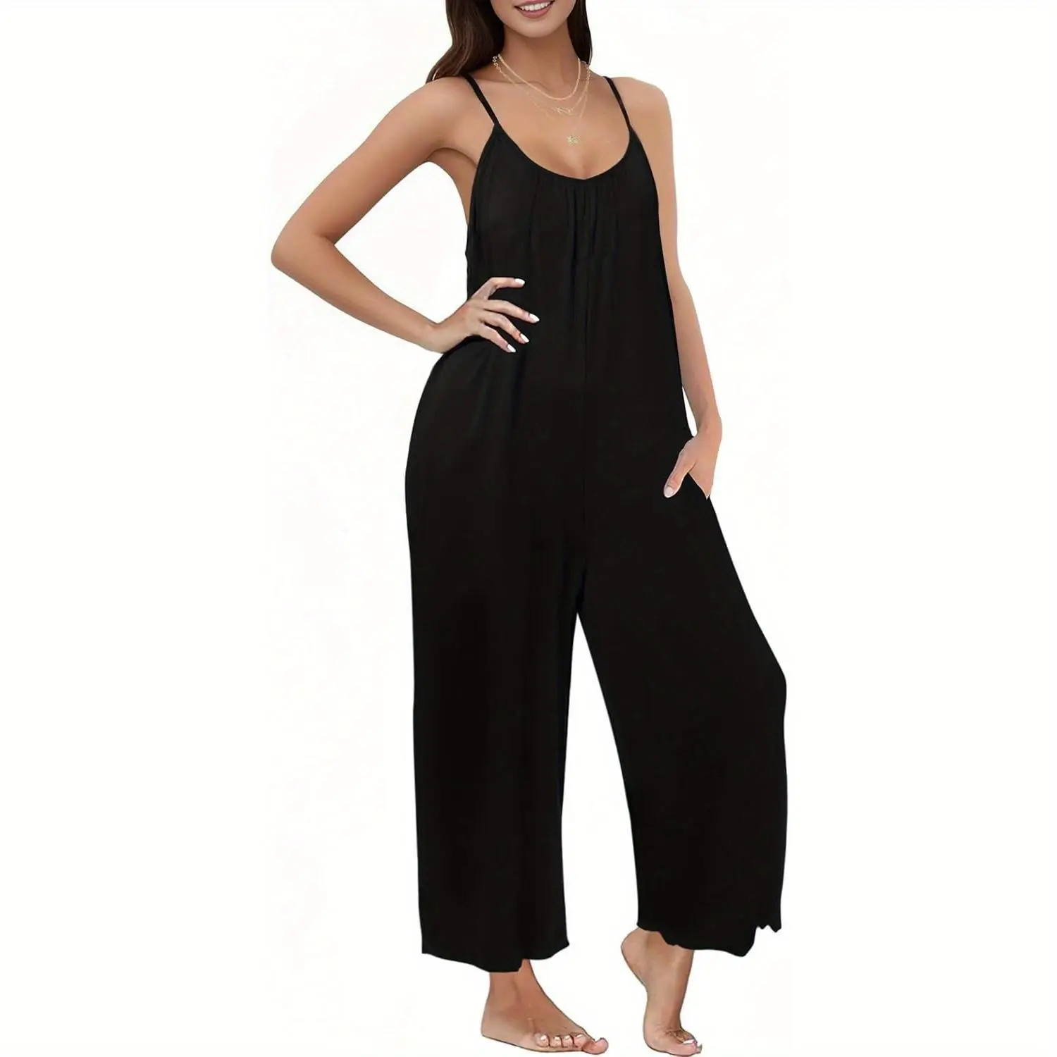 2026 New Arrivals: Women's Summer Jumpsuits — Casual Sleeveless Rompers and Loose-Fit Playsuits featuring Adjustable Straps. A Bohemian-style look that is both fashionable and elegant. Women's Jumpsuits, Rompers, and Summer Apparel.