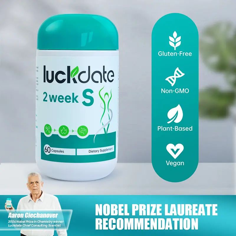 LuckDate 2 weekS- Gut Support | Caffeine Free | Advanced Formula with Aloe Vera, Senna | Non-GMO | 60 Capsules