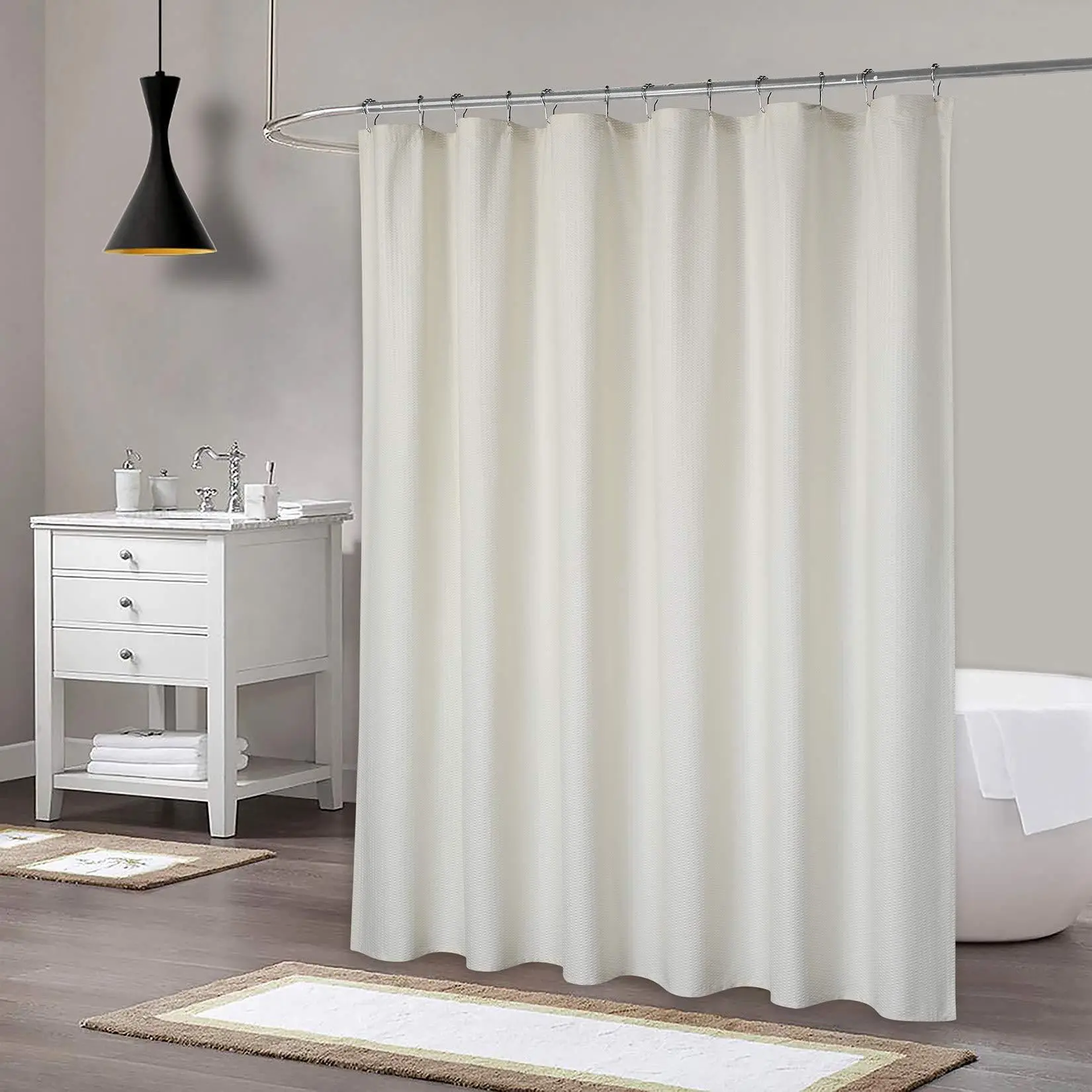 Shower Curtains for Bathroom, 72"x 96" White Extra Long Faabric Shower Curtain, Embossed Pattern Shower Curtain, Machine Washable, Waterproof