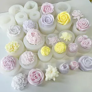 Floral Scented Candle Silicone Mold DIY Petal Diffuser Stone Handmade Soap Plaster Resin Casting Mold