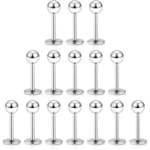 15PCS 20G Stainless Steel Lip Rings Labret Studs Piercing Monroe Studs Ear Tragus Helix Cartilage Earring Jewelry 6-10mm Bar Length 5 Colors for Women Men