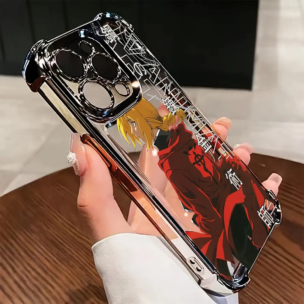 Edward Elric Fullmetal Alchemist Cartoon Character Protective Smartphone Casing - Shockproof Transparent Soft Cover, Phone Accessories for Devices iPhone 16,15,14,13,12,11 Pro Max,X,XR,XS MAX,8,7 Plus