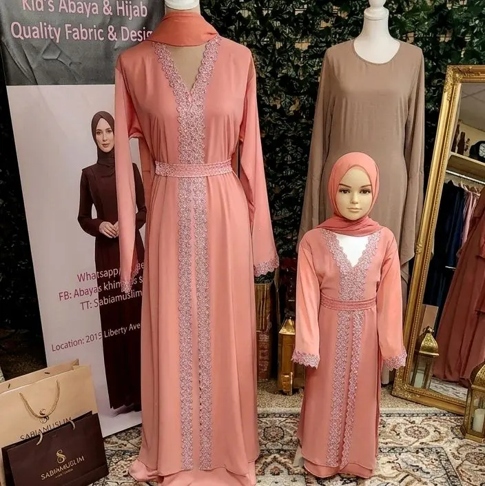 mom and me abaya pink