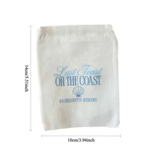 3-piece set of linen drawstring pouches, travel storage bags, gift packaging bags, washable and reusable drawstring bags, beach-style tote bags, and the last toast on the coast